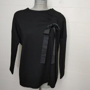 COS black ruched bow long sleeve top size S